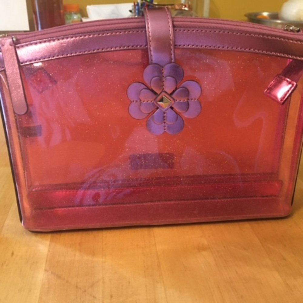 kate spade cosmetic bag. Pink sparkles double zip